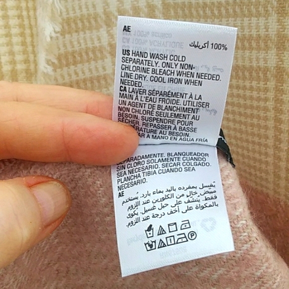 Knit Loop Scarf -Tan & Pink Plaid - Inc International Concepts Acces 74"x18" - Picture 6 of 6